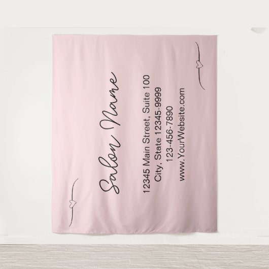 Tenture Entreprise Pale Rose & Noir Nom manuscrit Script (Devant)