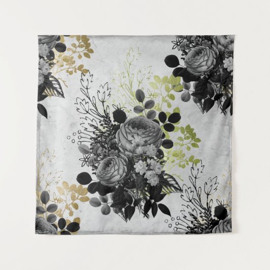 Tenture Ephemera Black & Gold Floral (Devant)