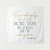 Tenture Éphésiens 3:20 Bible Verse Noir Blanc Or (Devant)