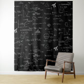 Tenture Équations de formules mathématiques en noir et bla (En situation)