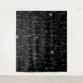 Tenture Équations de formules mathématiques en noir et bla (Devant)