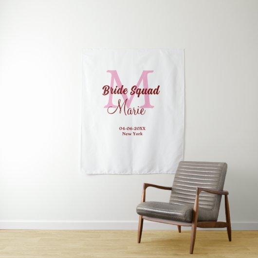 Tenture Équipe de mariée ajouter un nom monogramme demoise (En situation)