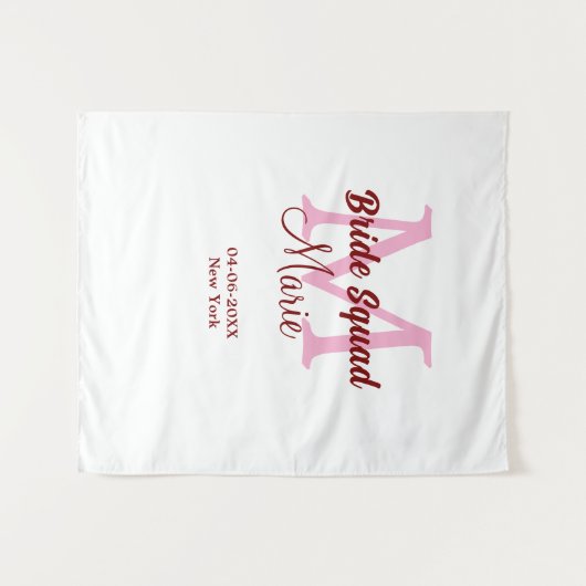 Tenture Équipe de mariée ajouter un nom monogramme demoise (Devant (Horizontal))