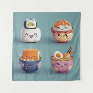 Tenture Équipe Kawaii Sushi & Ramen