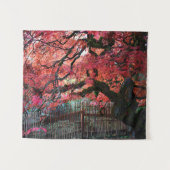 Tenture Érable rouge japonais gris et clôture en bambou (Devant (Horizontal))