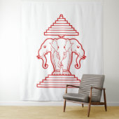 Tenture Erawan Three Headed Elephant Lao / Laos Flag (En situation)