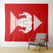 Tenture Erawan Three Headed Elephant Lao / Laos Flag (En situation (horizontale))