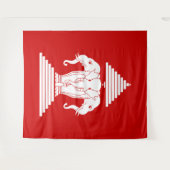 Tenture Erawan Three Headed Elephant Lao / Laos Flag (Devant (Horizontal))