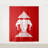 Tenture Erawan Three Headed Elephant Lao / Laos Flag (Devant)