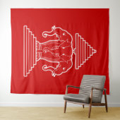 Tenture Erawan Three Headed Elephant Lao / Laos Flag (En situation (horizontale))