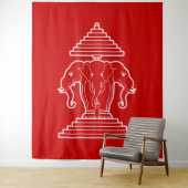 Tenture Erawan Three Headed Elephant Lao / Laos Flag (En situation)