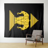 Tenture Erawan Yellow 3 Headed Elephant Lao / Laos Flag (En situation (horizontale))