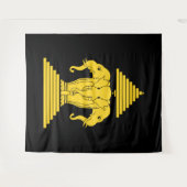 Tenture Erawan Yellow 3 Headed Elephant Lao / Laos Flag (Devant (Horizontal))