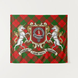 Tenture Erskine Clan Badge & Unicorns avec Tartan