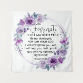 Tenture Esaïe 41:10 Crainte non violet Écriture florale (Devant)