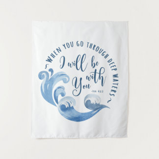 Tenture Esaïe 43:2 Vagues océaniques