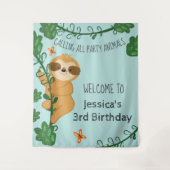 Tenture Escalade Sloth Jungle Anniversaire Fête Tapestry (Devant)