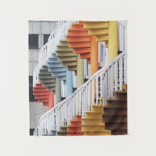 Tenture Escaliers en spirale multicolores (Devant)