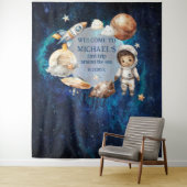 Tenture Espace Anniversaire Premier Voyage Autour Du Solei (En situation)