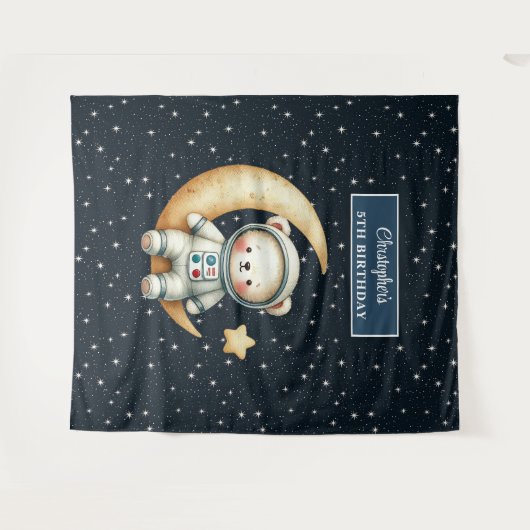 Tenture Espace Explorer Bear Backdrop pour Birthday Boy (Devant (Horizontal))