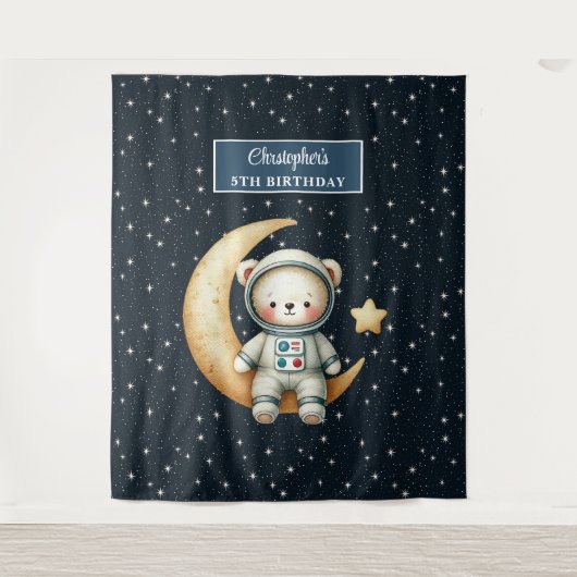 Tenture Espace Explorer Bear Backdrop pour Birthday Boy (Devant)