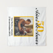 Tenture Espagnol Retro Noir Or 50e Anniversaire de Mariage (Devant (Horizontal))