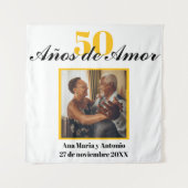 Tenture Espagnol Retro Noir Or 50e Anniversaire de Mariage (Devant)