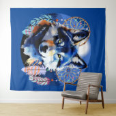 Tenture Esprit animal indigène Wolf (En situation (horizontale))