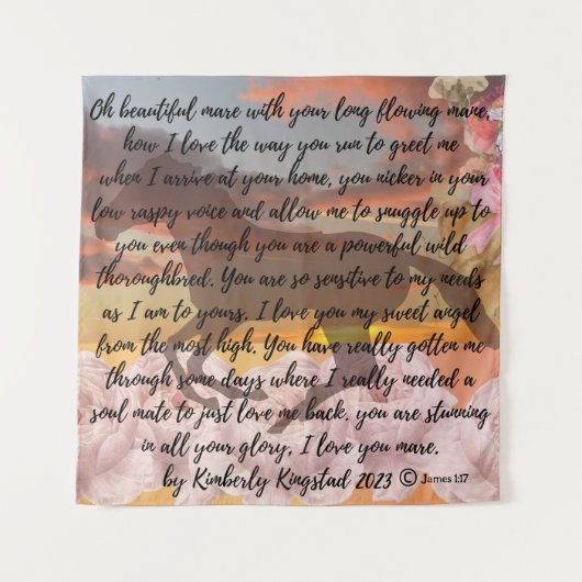 Tenture esprit du cheval poème d'amour par moi KK (Devant)