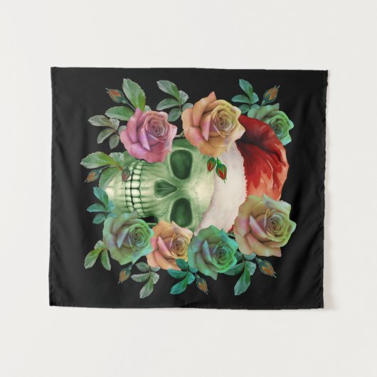 TENTURE ESPRIT VERT PÈRE NOËL ET FLORALE DE NOËL (Devant (Horizontal))