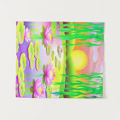 Tenture Étang de coucher de soleil animé avec nappes d'eau (Devant (Horizontal))