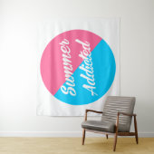 Tenture Été Addicité, rose et bleu design (En situation)