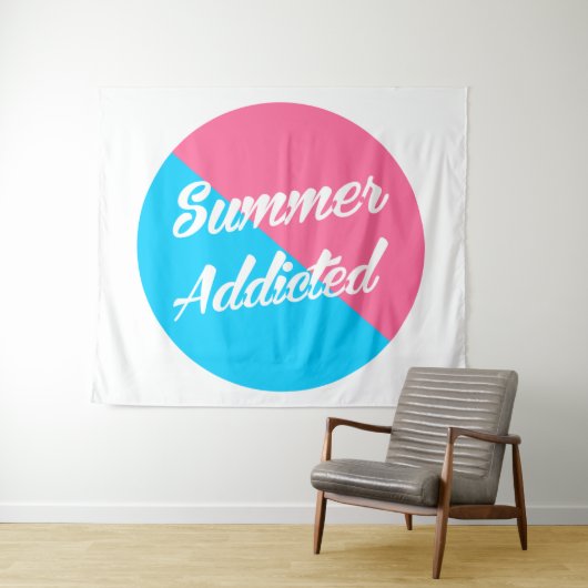Tenture Été Addicité, rose et bleu design (En situation (horizontale))