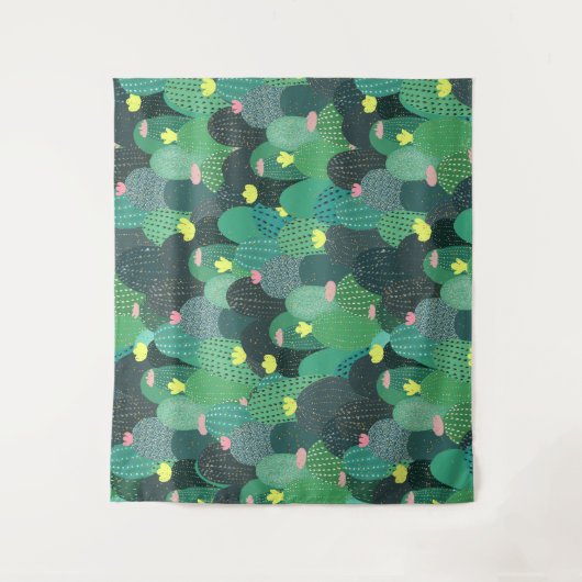 Tenture Été Vert Turquoise Cactus Gold points Design migno (Devant)