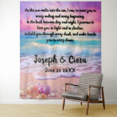 Tenture Eternal Vows by the Sea – Beach Wedding Backdrop (En situation)