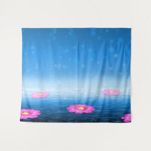 Tenture Ethereal Fantasy Lake with Floating Pink Lotus (Devant (Horizontal))