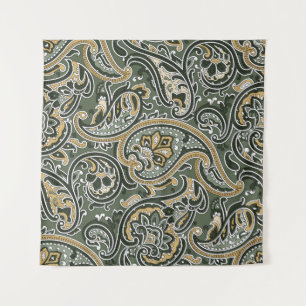 Tenture Ethnique Orientale Paisley, Vintage Sans Couche.