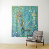 Tenture Étincelle de sirène de mer et de méduse murale (En situation)