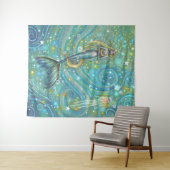 Tenture Étincelle de sirène de mer et de méduse murale (En situation (horizontale))