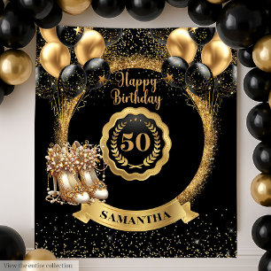 Tenture Étincelle Or talons hauts 50e Décor d'anniversaire