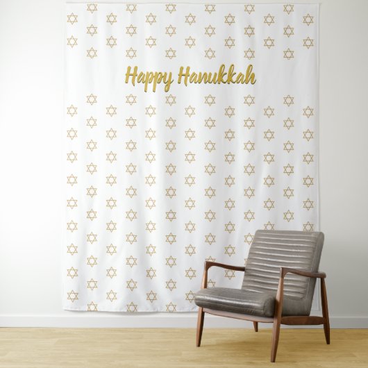 Tenture ÉTOILE DE DAVID | Or | Décor de fond HANUKKAH (En situation)