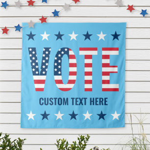 Tenture Étoile de Vote Patriotique Texte Personnalisé