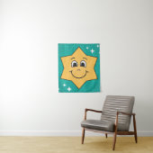 Tenture Étoile smiley jaune bleu conception enfants Noël (En situation)