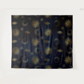 Tenture Étoiles célestes Blue Gold Sun Moon (Devant (Horizontal))
