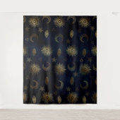 Tenture Étoiles célestes Blue Gold Sun Moon (Devant)