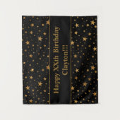 Tenture Étoiles Dorées Avec Message Sur Fond Noir D'annive (Devant)