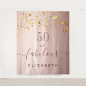 Tenture Étoiles dorées rose anniversaire fabuleux élégant (Devant)