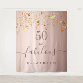 Tenture Étoiles dorées rose fabuleuses pour un anniversair (Devant)