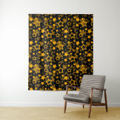 Tenture Étoiles Jaune Doré Pailleté Design (En situation)