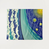 Tenture Étoiles lunaires bleues et blanches (Devant (Horizontal))